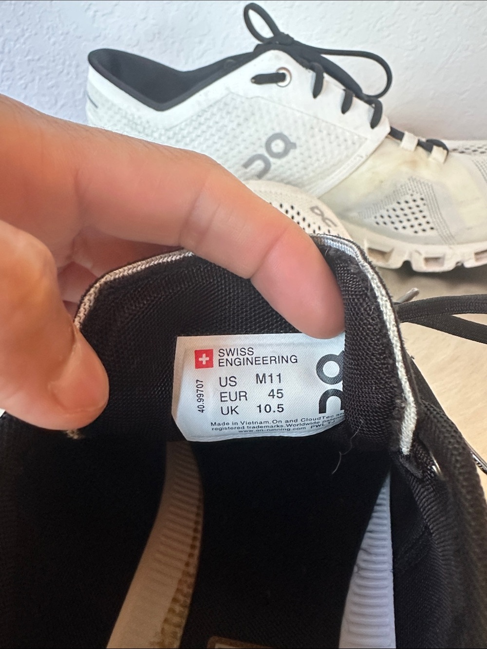 On Cloud Men's Athletic Running Shoes in White/Black - Picture 2 of 11